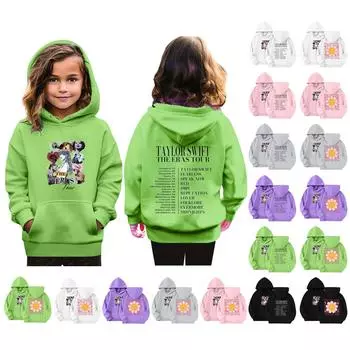 Толстовки для девочек-подростков, толстовки с длинным рукавом, пуловер с завязками, симпатичная толстовка большого размера 140