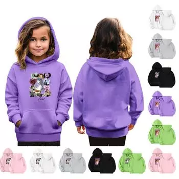 Толстовки для девочек-подростков, толстовки с длинным рукавом, пуловер с завязками, симпатичная толстовка большого размера 120