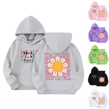 Толстовки для девочек-подростков, толстовки с длинным рукавом, пуловер с завязками, симпатичная толстовка большого размера 110 чёрный