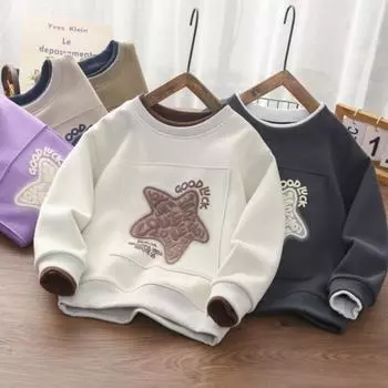 Толстовки для мальчиков, хлопковые топы, верхняя одежда, повседневная одежда для весны и осени, детский подарок, подростковая детская одежда с круглым вырезом, модная одежда 110 белый