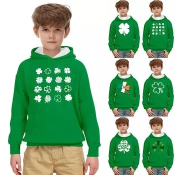 Толстовки для мальчиков и девочек St. Милый свитшот с длинными рукавами и принтом Дня Святого Патрика, топы в стиле аниме для девочек-подростков, От 2 до 13 лет 100