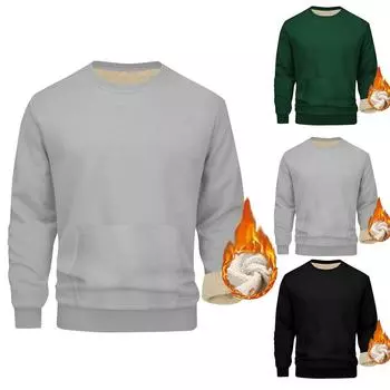 Толстовки для мужчин с длинным рукавом флис повседневный пушистый свитер с капюшоном теплый зимний L чёрный