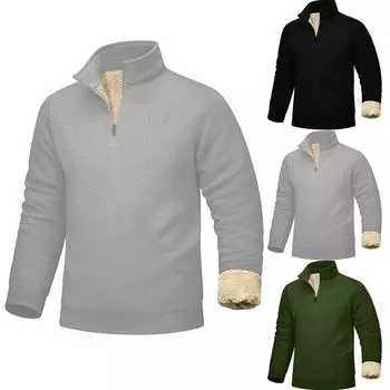 Толстовки для мужчин с длинным рукавом флис повседневный пушистый свитер с капюшоном теплый зимний L чёрный