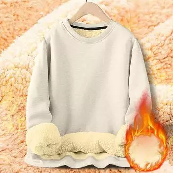 Толстовки для мужчин с длинным рукавом из флиса, повседневные, пушистые, с круглым вырезом, теплые, зимние M