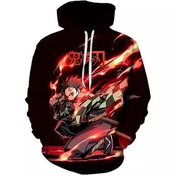 Толстовки для мужчин Толстовка с капюшоном с 3D-принтом и аниме-графикой Толстовка Женская пуловер M