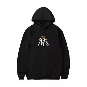 Толстовки для пар MR. MRS. Женская и мужская одежда с принтом Lover, толстовка для свиданий, пуловеры больших размеров, повседневные спортивные пуловеры с длинными рукавами и капюшоном M