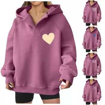 Толстовки для женщин, осенняя мода, повседневное искусство, цветы, буквенный рисунок, топы с v-образным вырезом, свободные блузки с длинными рукавами XL