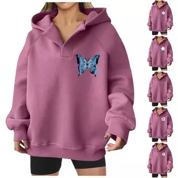 Толстовки для женщин, осенняя мода, повседневное искусство, цветы, буквенный рисунок, топы с v-образным вырезом, свободные блузки с длинными рукавами XXL