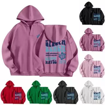 Толстовки для женщин, осенняя мода, повседневное искусство, цветы, буквенный рисунок, топы с v-образным вырезом, свободные блузки с длинными рукавами XXL