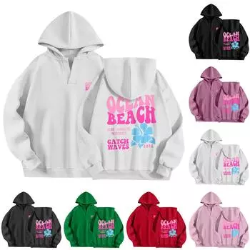 Толстовки для женщин, осенняя мода, повседневное искусство, цветы, буквенный рисунок, топы с v-образным вырезом, свободные блузки с длинными рукавами L