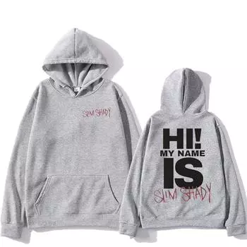 Толстовки Eminem Slim Shady Sudaderas Con Capucha с длинным рукавом для мужчин и женщин, флисовые свитера унисекс с капюшоном Sudaderas XS серый