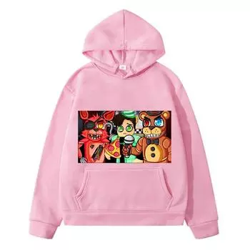 Толстовки FNAF, флисовая толстовка для мальчиков y2k, пуловер Sudadera, осенняя толстовка в стиле аниме, толстовка с изображением медведя и кролика, игра Kawaii, куртка, детская одежда для девочек 130 чёрный