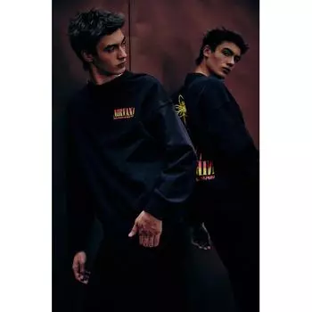 Толстовки HM Oversized Print с капюшоном, черная футболка Nirvana XS