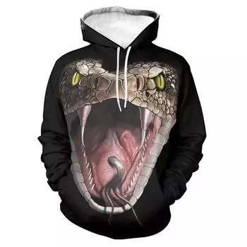 Толстовки и свитшоты Толстовка с принтом ядовитой змеи и кобры для мужчин Топы с 3D-принтом Новинки в категории Толстовки Толстовки Женская одежда Harajuku Fashion y2k Пуловер S