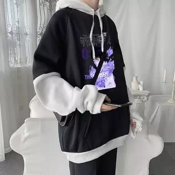 Толстовки Janpanese Manga Jujutsu Kaisen Okkotsu Yuuta, большой зимний готический пуловер для мужчин и женщин, модные лоскутные теплые толстовки S чёрный