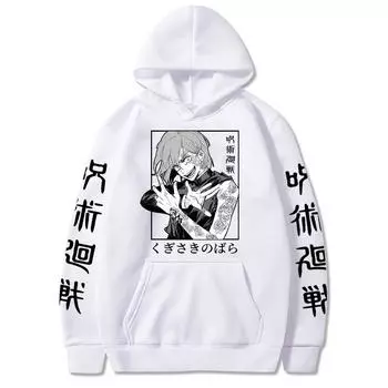 Толстовки Jujutsu Kaisen Kugisaki Nobara, толстовки с капюшоном в стиле аниме, толстовка с карманами Y2k, уличная одежда, пуловер большого размера, мужская одежда XXXL