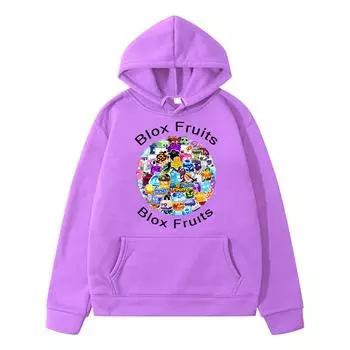 Толстовки Kawaii, новая игровая толстовка Blox Fruits Autumn, толстовка с капюшоном y2k sudadera для мальчиков, флисовый свитер, куртка, детская одежда для девочек 130 чёрный