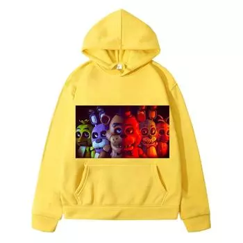 Толстовки Kawaii с изображением медведя и кролика, осенняя флисовая толстовка для мальчиков, толстовка с капюшоном в стиле аниме FNAF, пуловер y2k sudadera, куртка, детская одежда для девочек 130 чёрный