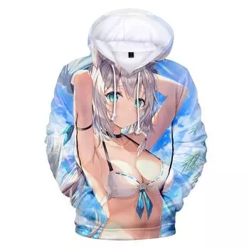 Толстовки Kawaii Shirakami Fubuki для девочек и мальчиков, детские толстовки с героями мультфильмов Shirakami Fubuki, одежда для мужчин и женщин, толстовки для косплея в стиле аниме S
