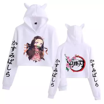 Толстовки Kimetsu No Yaiba Demon Slayer с принтом в стиле аниме Kamado Nezuko Harajuku Hoodie Unisex Y2k Clothing Sudadera XXL белый