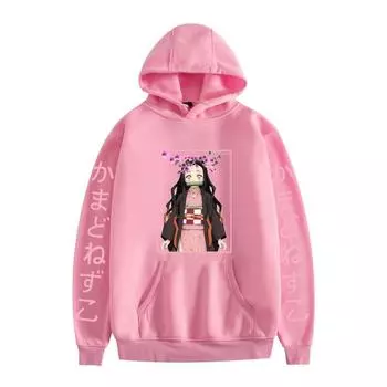 Толстовки Kimetsu No Yaiba Demon Slayer с принтом в стиле аниме Kamado Nezuko Harajuku Hoodie Unisex Y2k Clothing Sudadera XXXXL белый