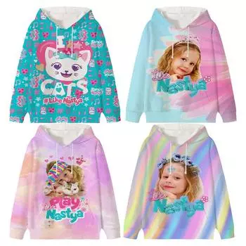 Толстовки Like Nastya, зимние топы для девочек, весна/осень, с длинным рукавом, унисекс, толстовки Harajuku Sudaderas Kids 100 белый