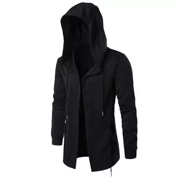 Толстовки Мужчины Хип-Хоп Толстовка Уличная Черное платье Пальто Мужчины Плащ с капюшоном Мантия Толстовка 3XL чёрный