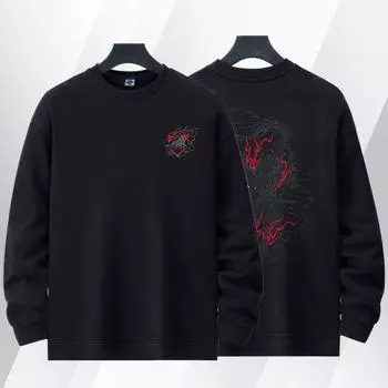 Толстовки мужские с круглым вырезом модные печатные толстовки с длинным рукавом свободные бархатные толстовки топы повседневные M