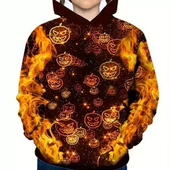 Толстовки на Хэллоуин унисекс, верхняя детская одежда для девочек, детская одежда с мультяшным принтом, повседневная детская одежда с длинным рукавом и капюшоном для мальчиков 100CM