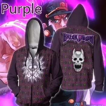 Толстовки на молнии с 3D принтом японского аниме «Невероятные приключения Джоджо», модные толстовки с капюшоном для косплея, куртка M