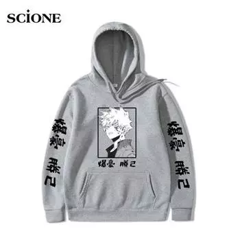 Толстовки No Hero Academia Толстовка My Hero Academia Мужские и женские топы Уличные толстовки S серый