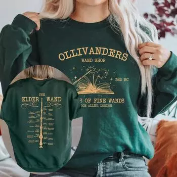 Толстовки Ollivanders Wand Shop Толстовка Wizard Book Shop Толстовка Magic Wand Hoodie с длинным рукавом Vintage Graphic Hoodies Подарок HP Fan XXL белый