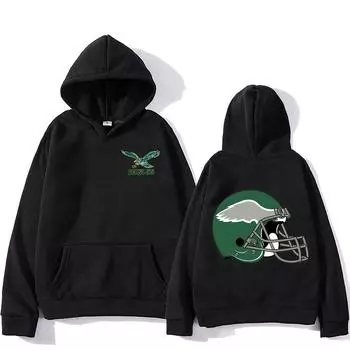 Толстовки Philadelphia Eagles Модная повседневная толстовка с длинными рукавами Флисовая одежда Винтажные пуловеры XS чёрный