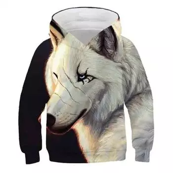 Толстовки с 3D-принтами и изображением волков и животных для детей, уличная одежда для девочек и мальчиков, детские толстовки с длинным рукавом, осенне-зимняя одежда 100cm