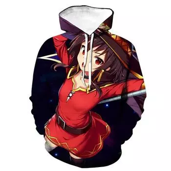 Толстовки с 3D-принтом аниме Konosuba мультфильм толстовки детские новинки унисекс топы удобные осенне-зимние длинные рукава пуловеры S