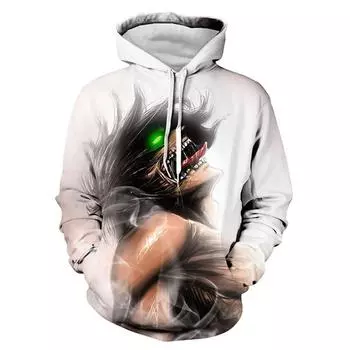 Толстовки с 3D принтом «Атака Титанов», мужские и женские модные пуловеры в стиле Харадзюку, повседневные толстовки большого размера с круглым вырезом S