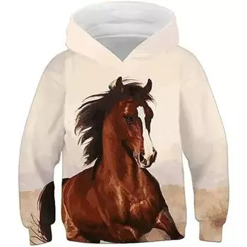 Толстовки с 3D-принтом с изображением лошадей, толстовки с длинными рукавами, детские новинки, унисекс, топы, свободные, удобные, осенне-зимние, пуловеры 100CM