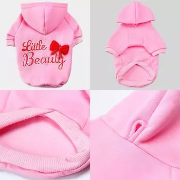 Толстовки с буквенным принтом для собак средних и маленьких пород, теплая хлопковая одежда для домашних животных, чихуахуа, йоркширского бульдога, толстовка с капюшоном, пуловер XS красный