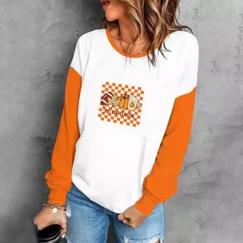 Толстовки с буквенным принтом для женщин, рубашки с длинными рукавами, одежда в стиле гранж, пуловер Y2k, оранжевые топы с принтом, подходящие для осени и зимы L