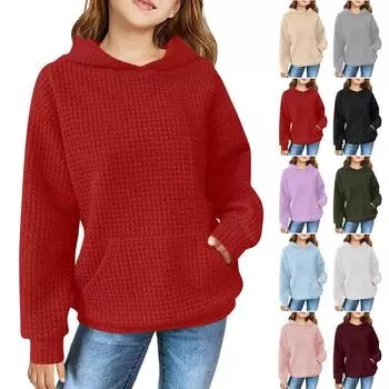 Толстовки с длинным рукавом для девочек, модные вязаные свитера большого размера, симпатичные толстовки с капюшоном для девочек-подростков 150 чёрный