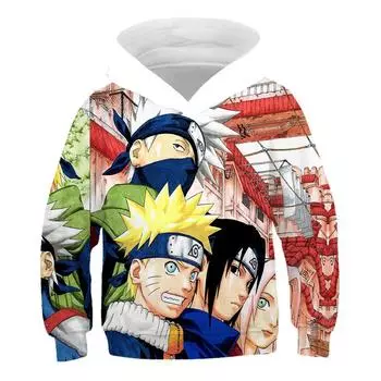 Толстовки с длинными рукавами «Наруто» для мальчиков на осень/зиму, модные детские толстовки «Какаши», топы «Наруто» для мальчиков, пуловер, одежда 100