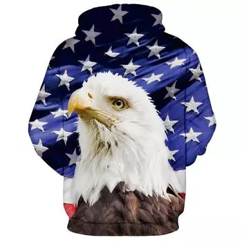Толстовки с флагом США, толстовка для мужчин/женщин с капюшоном, 3D принтом орла, весна-осень, модные повседневные пуловеры с капюшоном, большие размеры, американская куртка 4XL