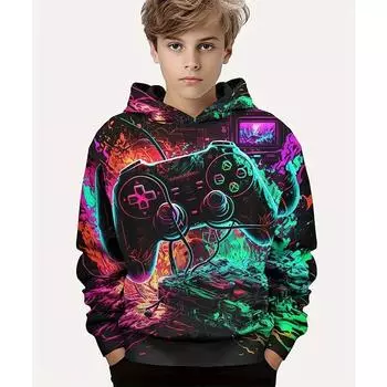 Толстовки с геймпадом, одежда для мальчиков 3–14 лет, детская толстовка, топы для мальчиков, свитшот с длинными рукавами, детская модная детская одежда 100