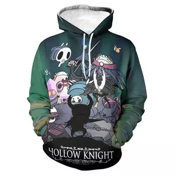 Толстовки с графическим принтом Hollow Knight Game, модные повседневные толстовки с капюшоном для мужчин, уличная одежда, детские пуловеры, свободные спортивные костюмы с капюшоном, топы S