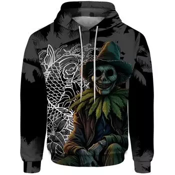 Толстовки с графическим принтом на Хэллоуин Y2k Одежда для мужчин Страшные предметы первой необходимости Толстовка с капюшоном 3D Цифровая печать Изысканный дизайн Толстовка с капюшоном для мужчин S