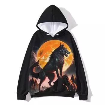 Толстовки с изображением волка с 3D-принтом для мужчин, одежда, свитшоты с забавным дизайном, повседневные детские пуловеры, уличная одежда, толстовка с капюшоном M