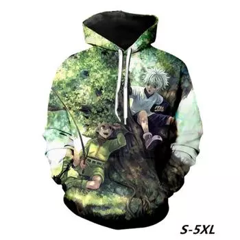 Толстовки с капюшоном 3D-принт Мужские толстовки с капюшоном Аниме Hunter X Hunter Мужские / женские Harajuku Streetwear Стиль с капюшоном S