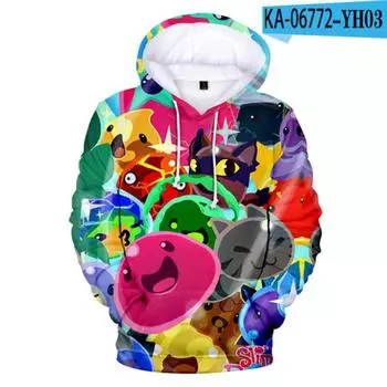 Толстовки с капюшоном 3D-принт Slime Rancher Мультфильм Аниме Игровые толстовки для мальчиков и девочек Унисекс С капюшоном Модные толстовки для косплея для детей Спортивный костюм S