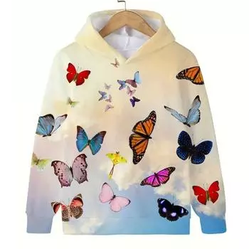 Толстовки с капюшоном Butterfly Верхняя одежда Детская одежда Свитера для девочек и мальчиков Верхняя одежда для детей Модная одежда Детские толстовки для девочек 100