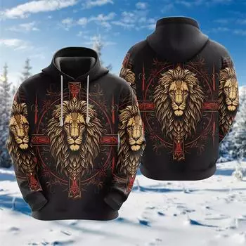 Толстовки с капюшоном Cross Lion с 3D-печатью для мужчин, одежда Harajuku, модные толстовки с рисунком животных, повседневные спортивные костюмы для мальчиков, женские подарочные топы S